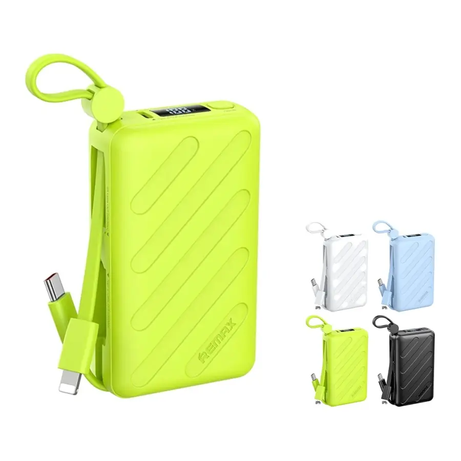 Remax Power Bank con Cables Duales de Carga Rápida 20W - 10000mAh
