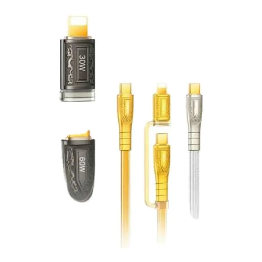 Remax Prime Series Cable de Datos de Carga Rápida 2 en 1, 60W, Aleación de Zinc con Doble Color y Trenzado (C-C+L) 1.2m