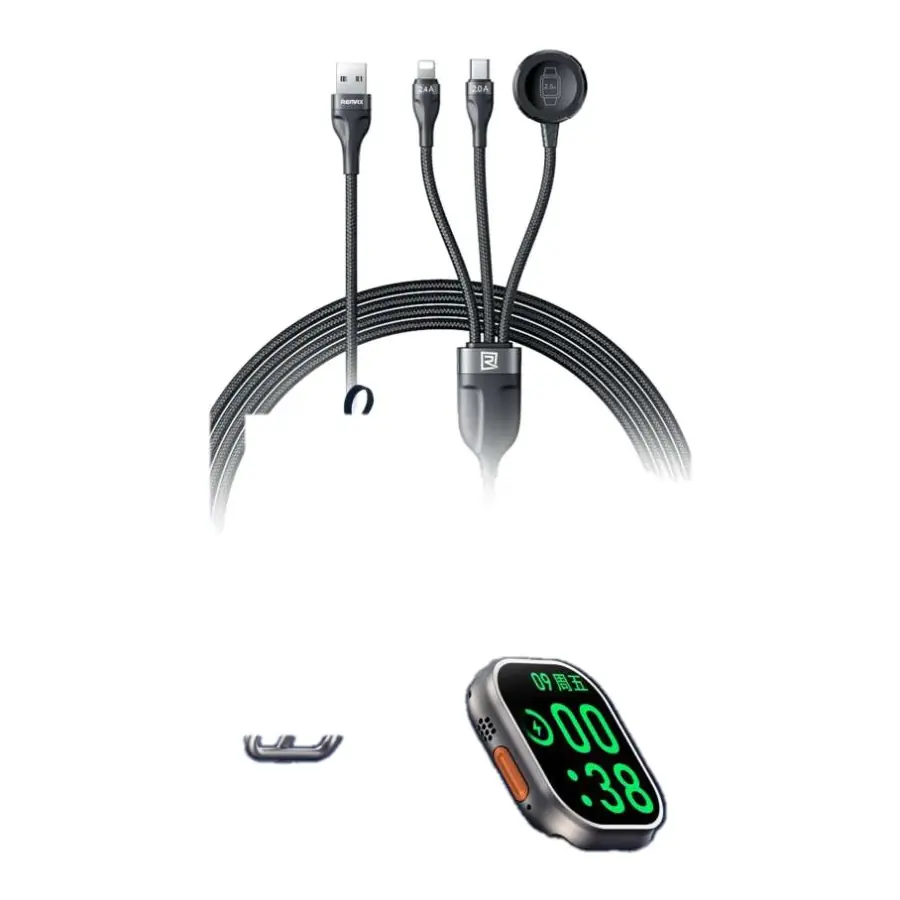 Remax Wochy Series Cable de Carga Rápida 3 en 1, 2.4A (A-C+L+W)