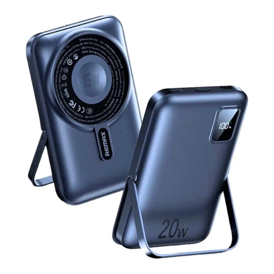 Power Bank REMAX 3 en 1 con Carga Inalámbrica 15W y Soporte Plegable 10000mAh
