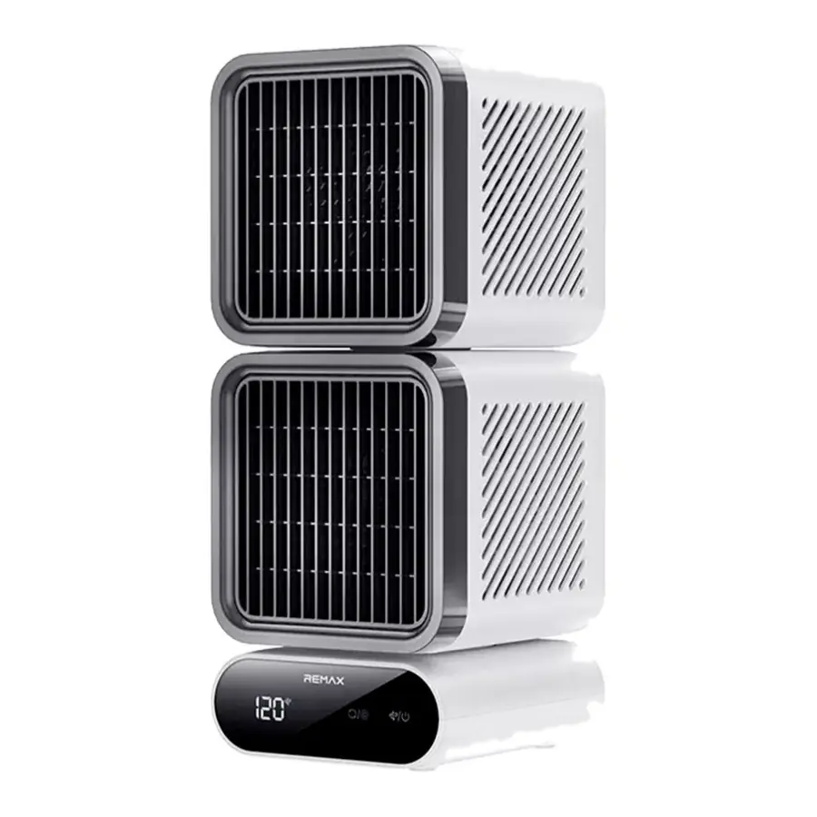 Ventilador Oscilante de Escritorio con Doble Turbina y Pantalla Digital