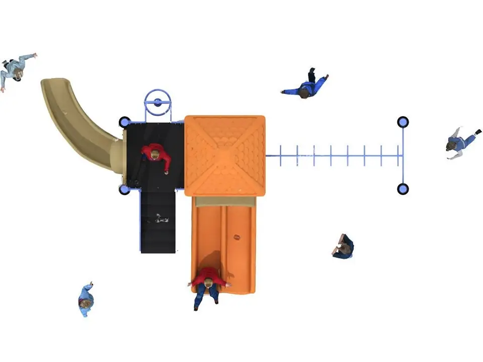 Playground exterior Serie Clásica · 6.38 × 3.76 × 3.8 m · Modelo 0167