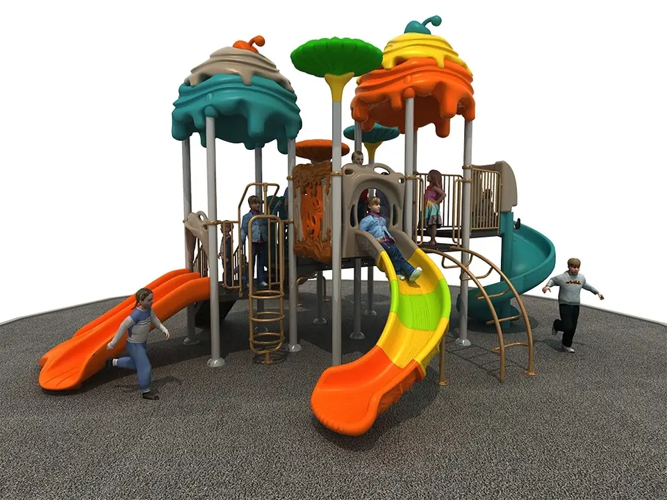 Playground exterior Serie Cuentos de hadas · 7.63 × 7.26 × 4.89 m · Modelo 0194