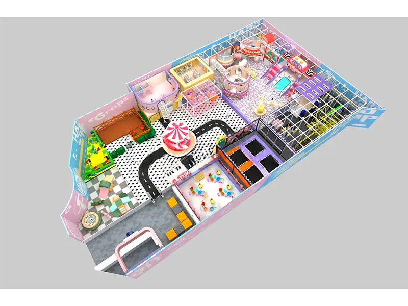 Playground interior con trampolín · Modelo 0002