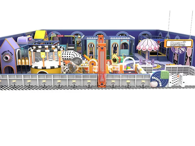 Playground interior tema castillo con piscina de pelotas