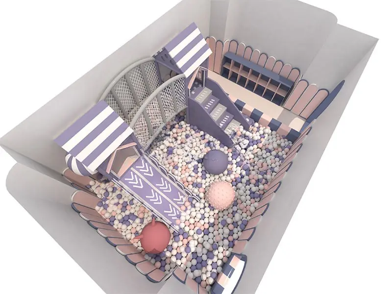 Playground interior con piscina de pelotas · 6.4 × 4.4 × 3.2 m