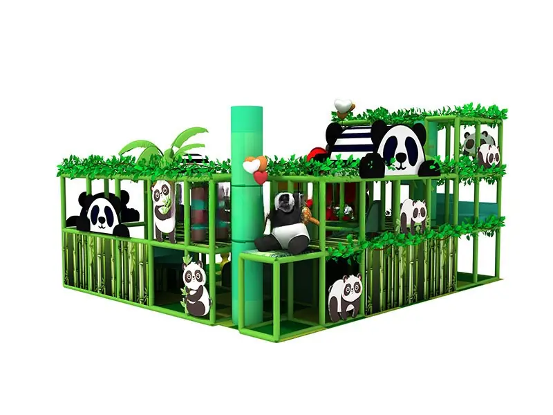 Playground interior tema bosque · 8.6 × 7.6 × 4.2 m