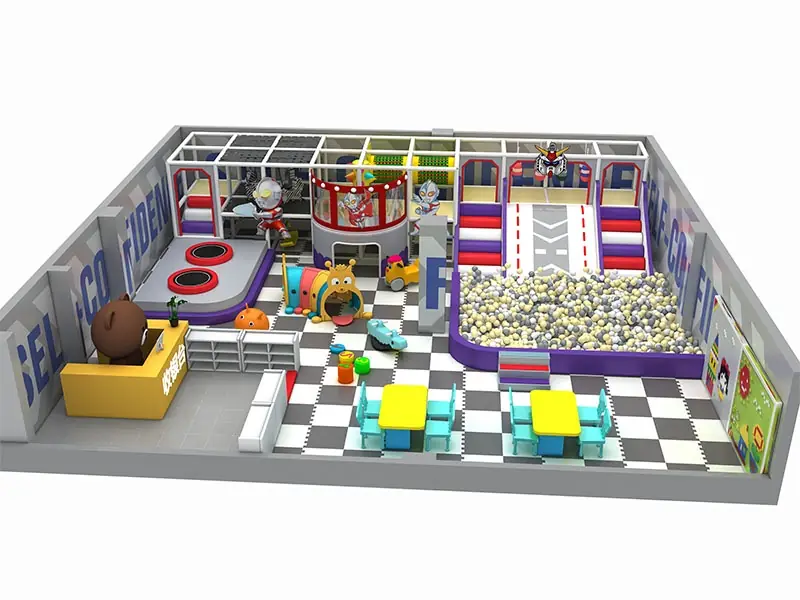 Playground interior con piscina de pelotas · 12.5 × 13 m · Modelo 0090