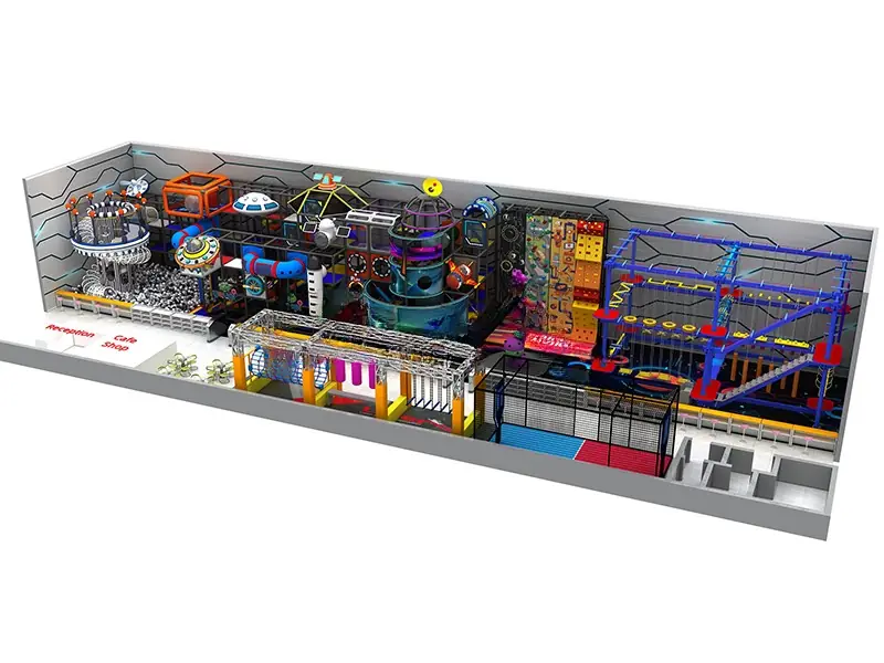 Playground interior · 38 × 13 m