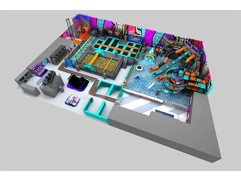 Playground interior con trampolín · Modelo 0114