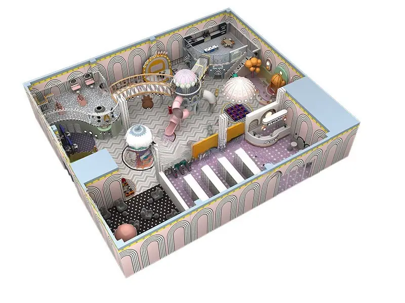Playground interior con piscina de pelotas · 25 × 21 × 5 m