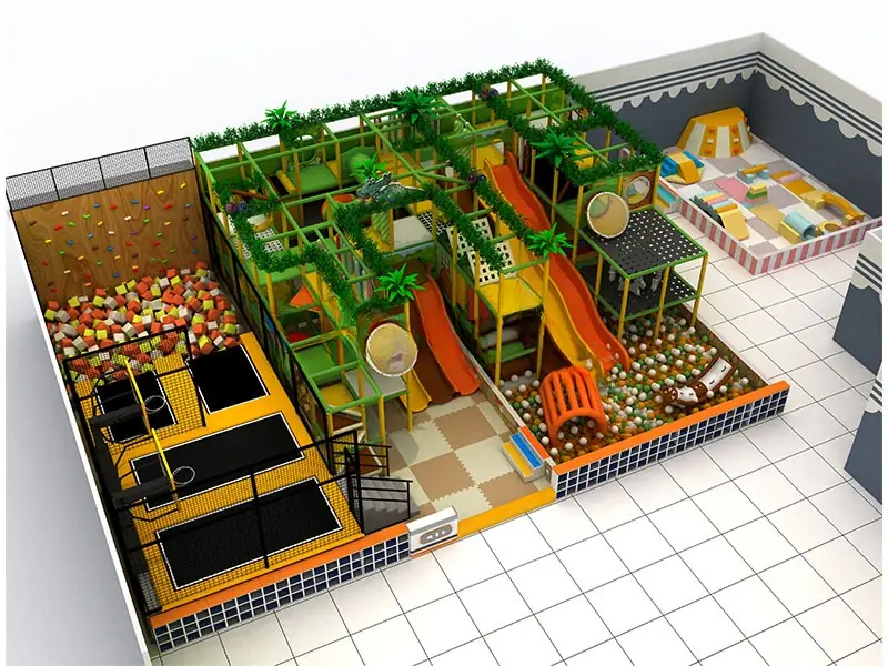 Playground interior tema selva · 16 × 13 m · Modelo 0126