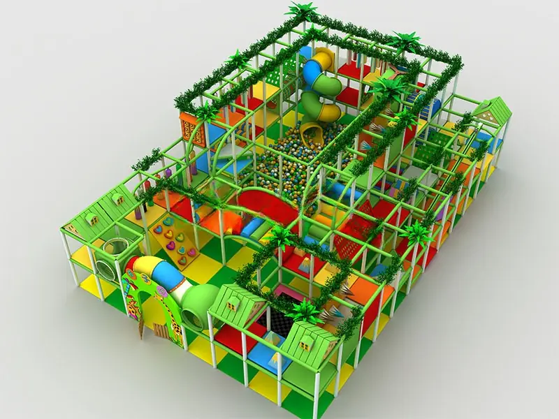 Playground interior con piscina de pelotas · 15 × 10 m