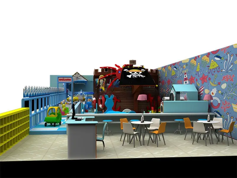 Playground interior tema océano · 10 × 30 m