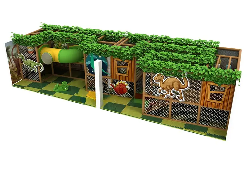 Playground interior tema bosque · 11.5 × 4.5 m