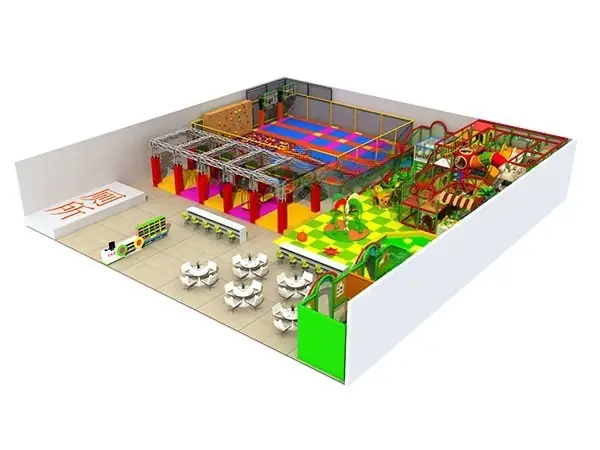Playground interior tema nieve con trampolín · 23.9 × 24.7 × 4.1 m
