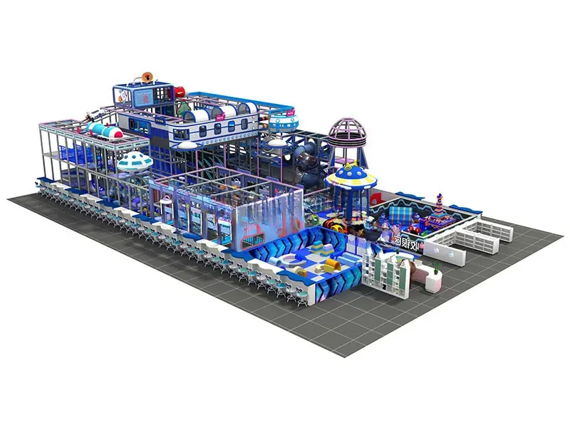 Playground interior tema espacial · 391 m²