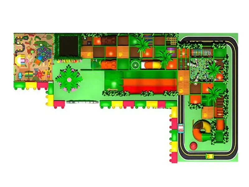 Playground interior tema selva · 22.96 × 13.11 × 5.3 m
