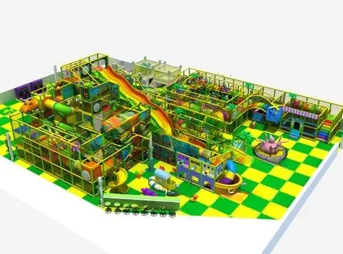 Playground interior tema selva · 34.7 × 23.6 × 7 m