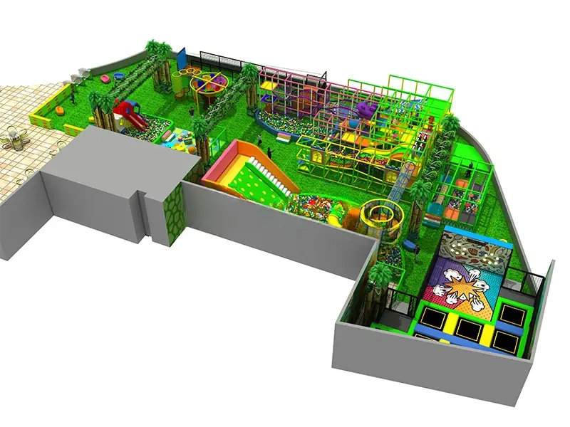 Playground interior tema selva · 45 × 20 × 4.5 m