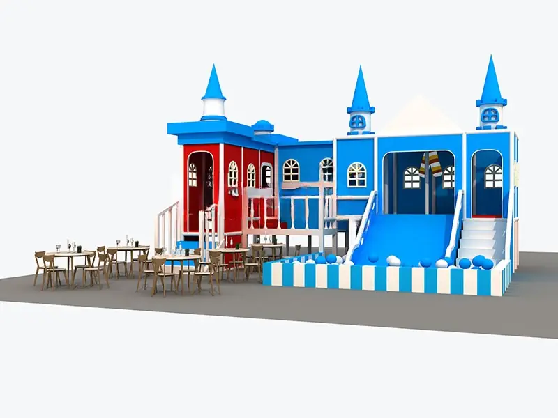 Playground interior tema suave estilizado · 9.1 × 7.9 × 6.2 m