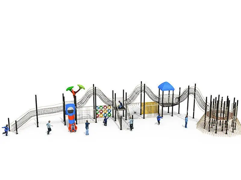 Playground de redes de cuerda · 22.8 × 9.25 × 4 m