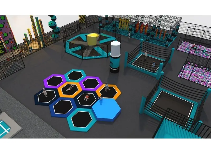 Parque de trampolines interior · 53.1 × 59 m