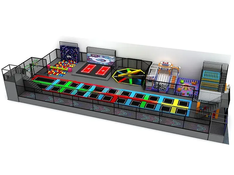 Parque de trampolines · 17 × 34 m · Modelo 0016