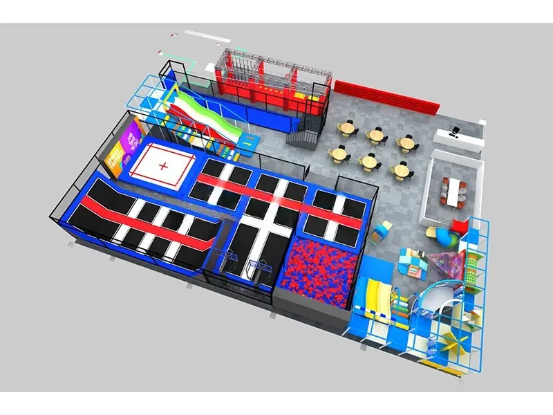 Parque de trampolines con tobogán · Modelo 0034