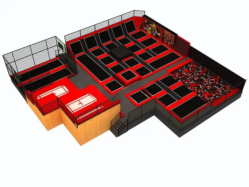 Parque de trampolines · 24 × 24 m