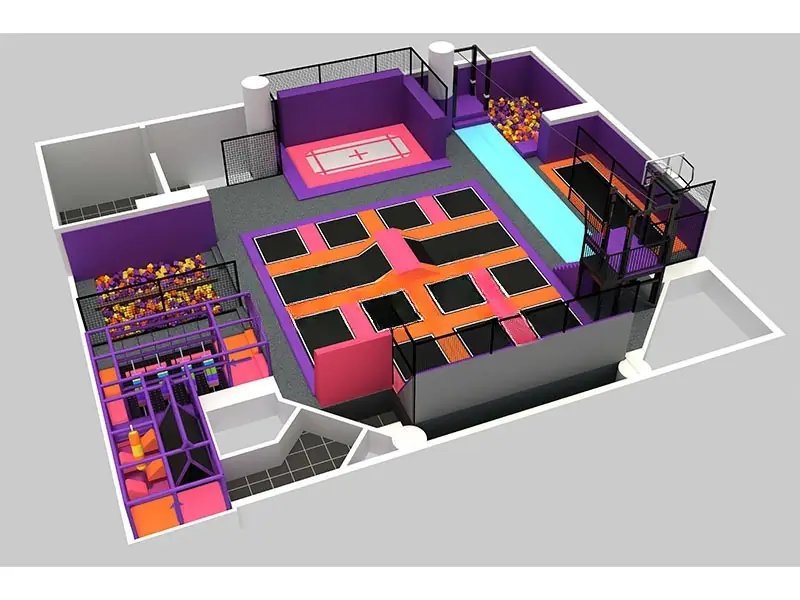 Parque de trampolines · 20 × 17 m