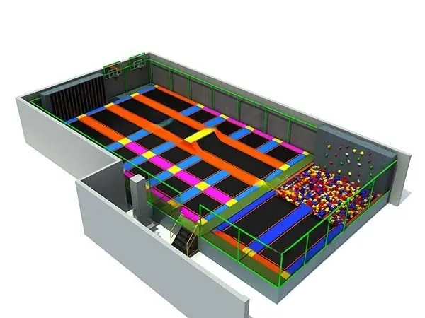 Parque de trampolines · 21 × 10.5 × 3.2 m