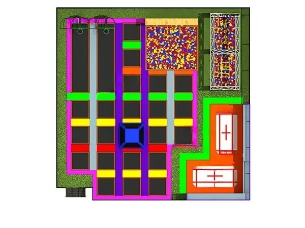 Parque de trampolines interior · 17.6 × 17.6 × 4.74 m