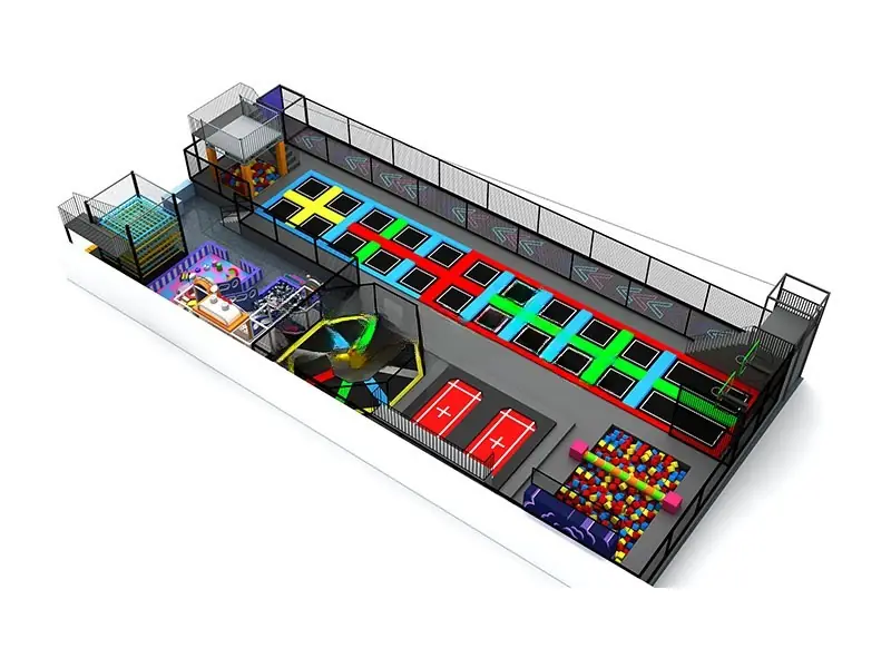 Parque de trampolines interior · 17 × 34 m