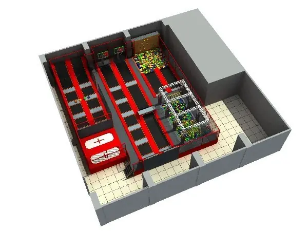 Parque de trampolines interior · 29 × 16 × 5 m