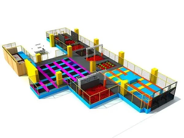 Parque de trampolines con circuito ninja · 45.3 × 23.1 × 5 m