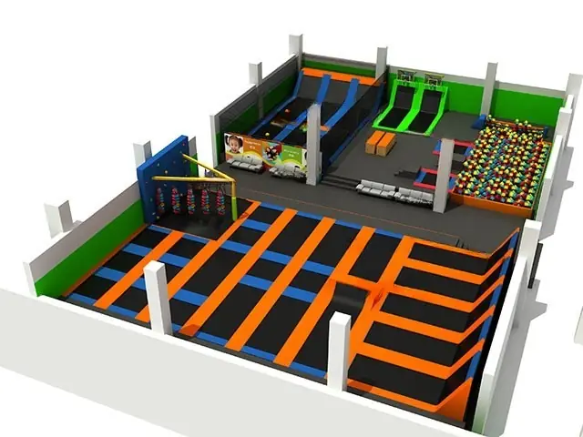 Parque de trampolines · 35.6 × 31.7 × 6.5 m