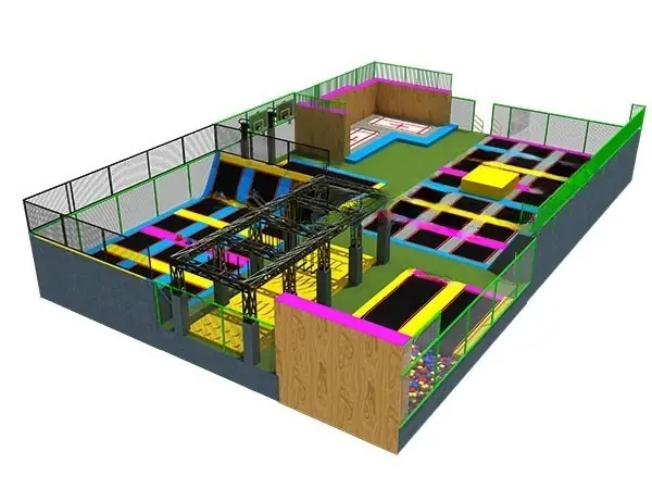 Parque de trampolines · 28 × 18 × 5 m · Modelo 0173