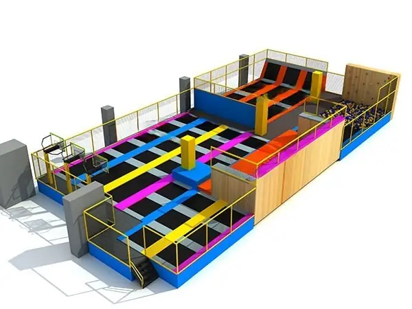 Parque de trampolines · 30.6 × 14.2 × 5 m