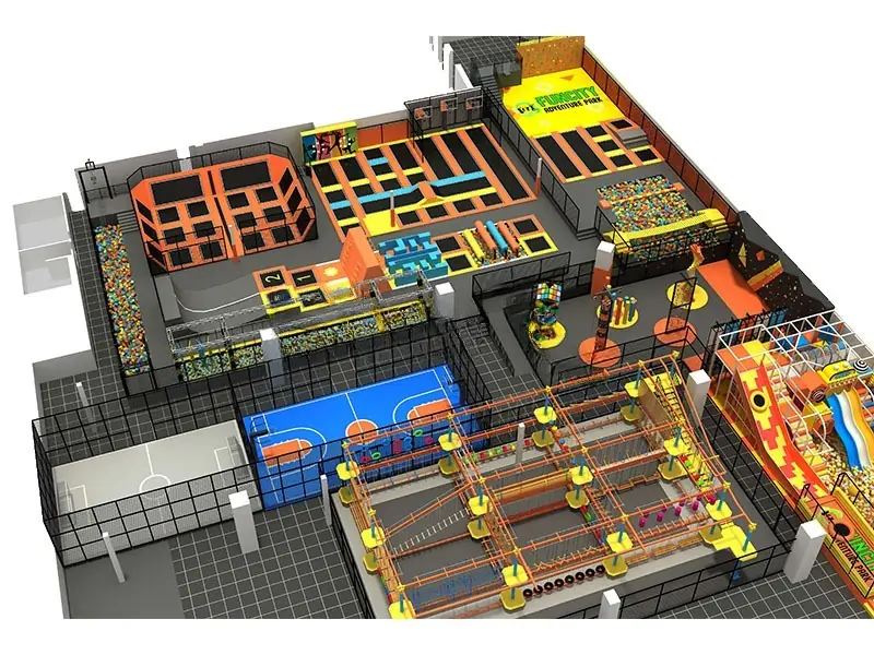 Parque de trampolines · 56 × 22 m