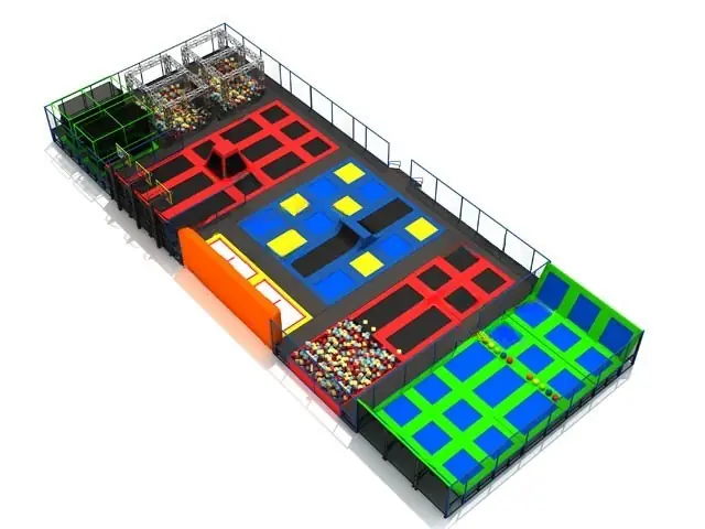 Parque de trampolines interior · 40 × 15.3 × 5 m