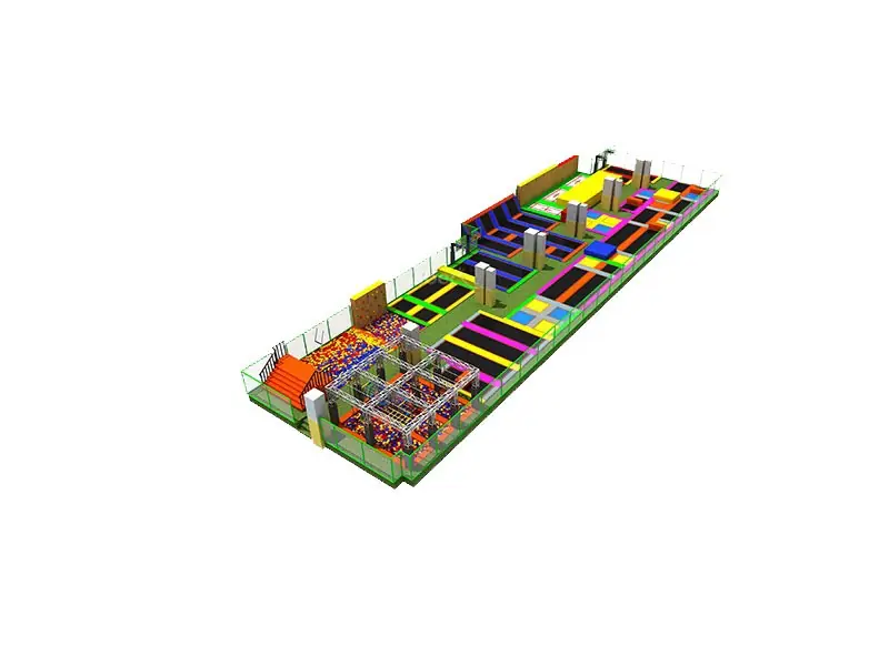 Parque de trampolines interior · 56.8 × 17.5 × 4.2 m