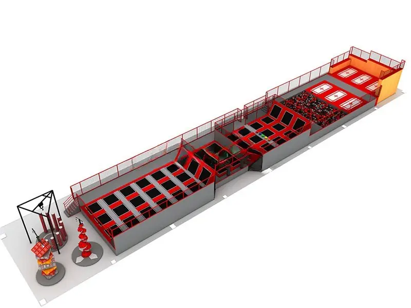 Parque de trampolines · 64 × 13 × 7 m