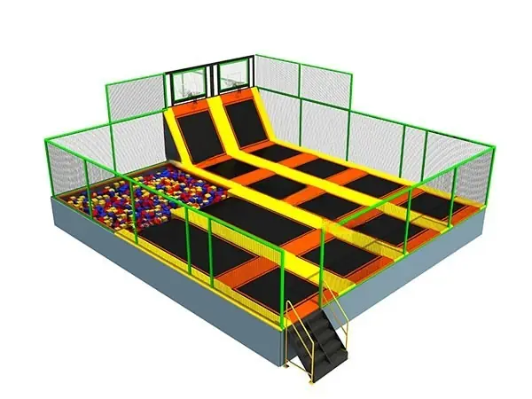 Parque de trampolines interior con piscina de espuma · 10.6 × 9.4 × 4.3 m