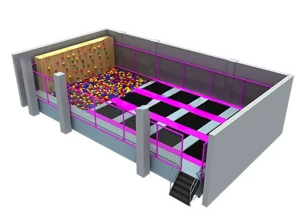 Parque de trampolines · 15 × 8.1 × 3.3 m
