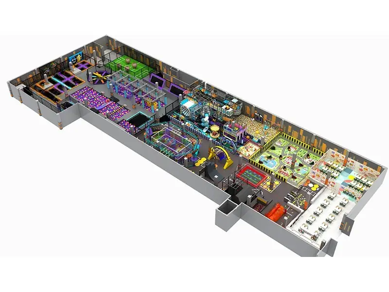 Parque de trampolines · 87 × 27 m · Modelo 0250