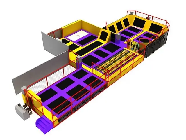 Parque de trampolines interior · 29.7 × 15.7 × 4.5 m