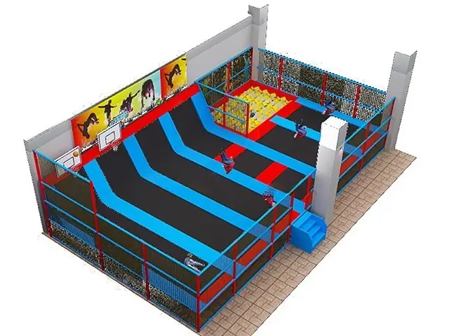 Parque de trampolines · 14.1 × 8 × 4.5 m