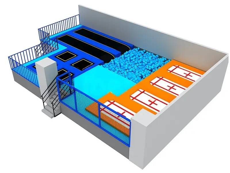 Parque de trampolines interior · 7.5 × 5 m