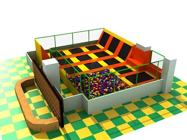 Parque de trampolines interior con piscina de espuma · 11.8 × 9.86 × 3.6 m